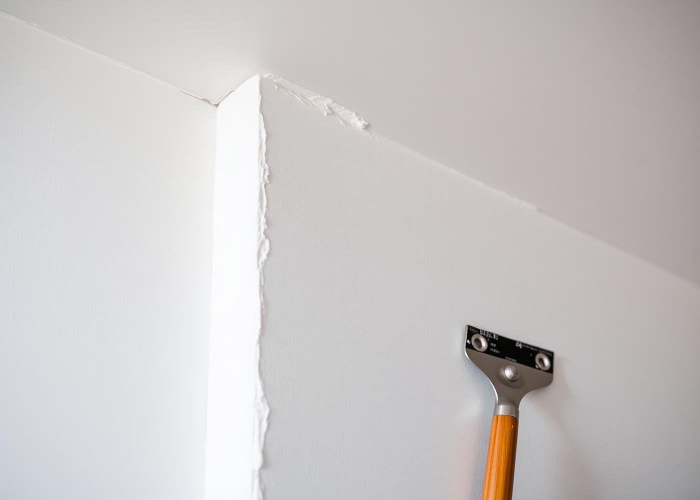 Mur et plafond fraîchement plafonnés avec finition lisse